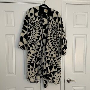 FARM Rio Black and White Geometric Coat with matching belt